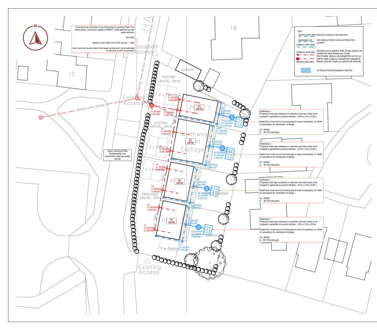Onn Point proposed drainage strategy for 4 dwellings in Tewkesbury