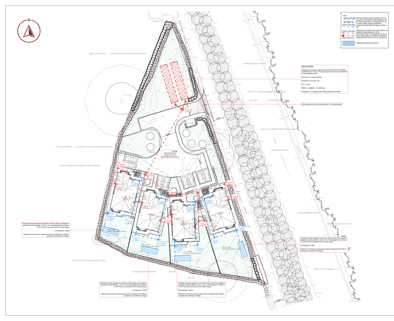 Onn Point proposed drainage strategy for 4 dwellings in Brewood