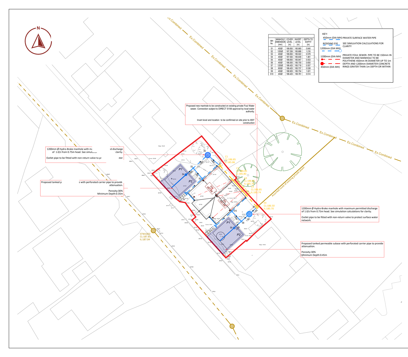 Onn Point proposed drainage strategy for 2 dwellings in Telford